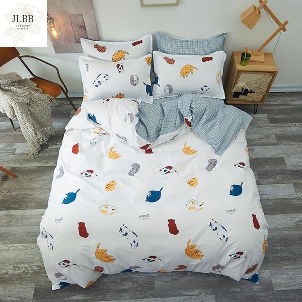

bedding sets white cat boys duvet cover bed linen pillowcases sheet good quality quilt cartoon children bedclothes