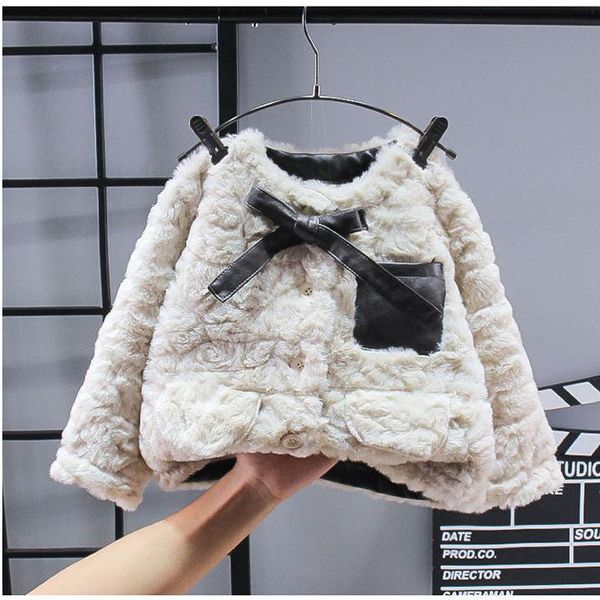 

jackets 2021 girls baby winter coat fake fur fashion elegant kids clothes children thicken warm overwear 2-10age, Blue;gray