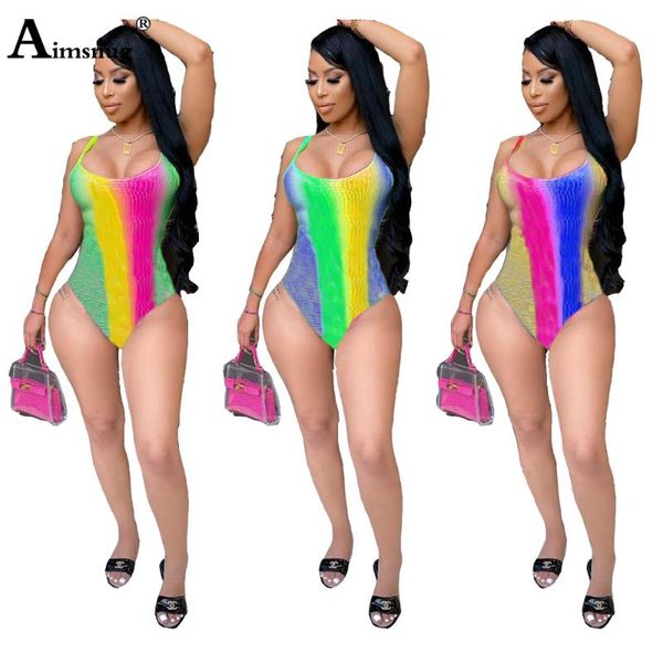 

one-piece suits v-neck women swimsuit high cut onesie bodysuit monokini swimwear 2021 patchwork bathing suit rainbow beachwear