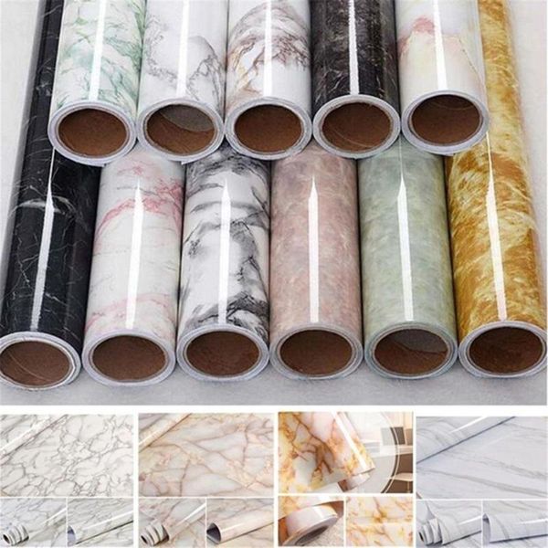 Duvar Kağıtları 60 * 100 cm Su Geçirmez PVC İmitasyon Mermer Desen Çıkartmalar Kendinden Yapışkanlı Duvar Kağıdı Pencere Eşik Dolap Dolap Masası Yenileme