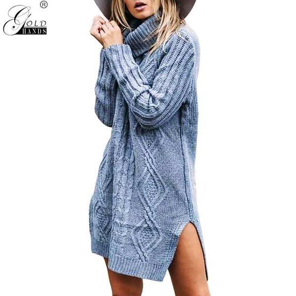 

women's sweaters gold hands turtleneck high split knitting sweater women autumn winter long sleeve double colored pullover pull femme s, White;black