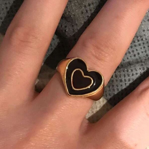 

ins double layer love coffee double color sweet love oil dripping ring color preserving electroplating food ring, Blue;gray