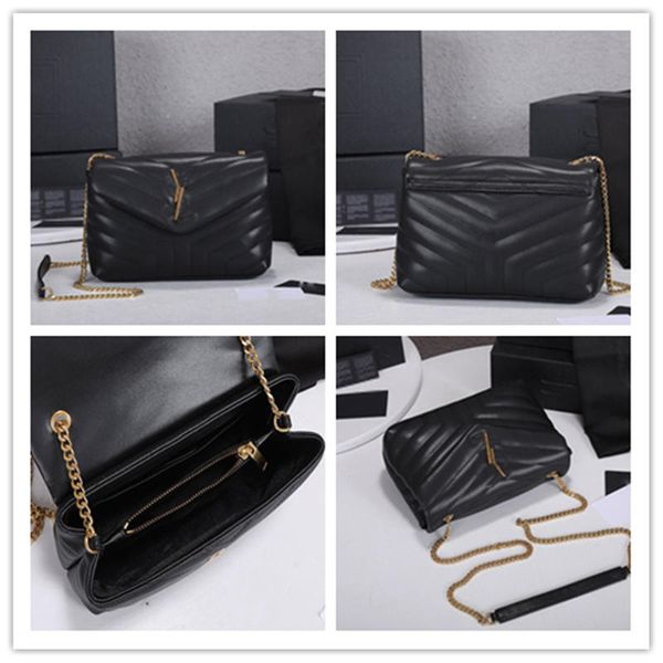 

quilted designer chain bags loulou mini puffer black patent leather crossbody bag 1744 size: 24-17-9cm