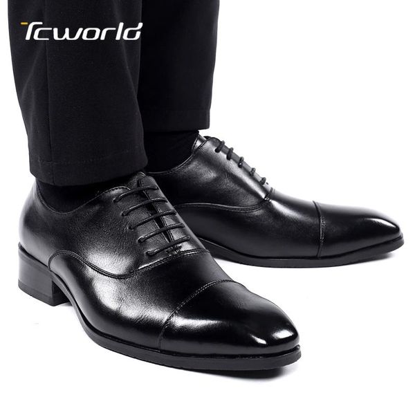 

dress shoes business leather men oxford italian design chaussures homme classic banquet wedding, Black