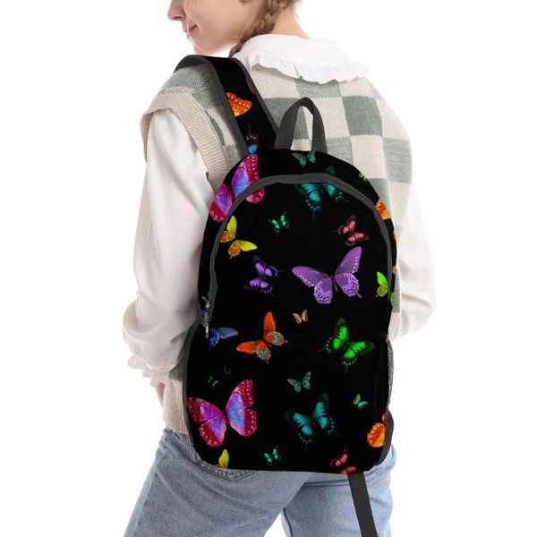 

backpack 2021 casual 3d print butterfly pattern schoolbag men/women shoulder travel bag harajuku teenage girls
