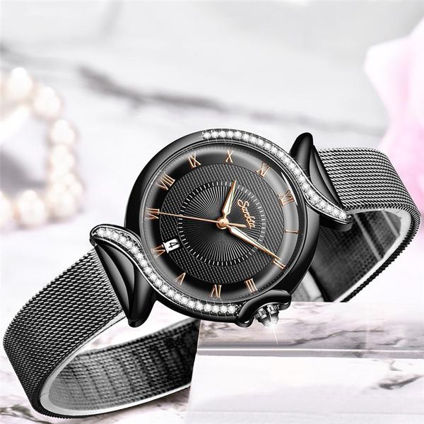 

wristwatches sunkta luxury ultra-thin womens watches fashion color glass analog quartz watch women black mesh casual waterproof wrist, Slivery;brown
