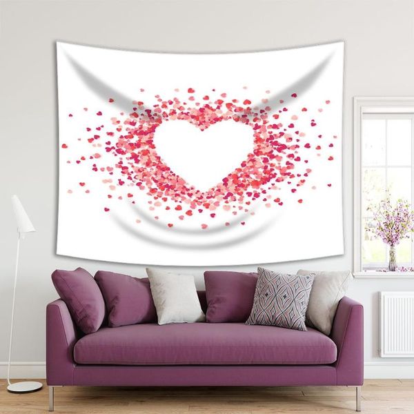 

tapestries tapestry heart shaped frame confetti splash romance love theme decorating art pink red purple