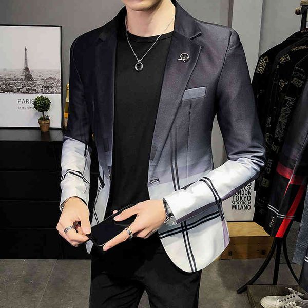 

men's suits & blazers formal man's plaid jacket, formal work coat and office, for spring autumn, tvac, White;black