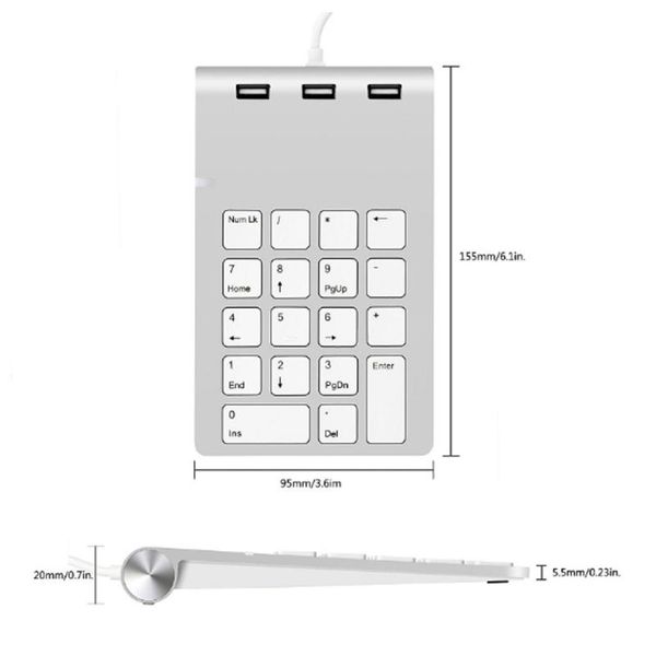 

keyboards usb 2.0 multi-function wired numeric keyboard hub18-key keypad for home office and financial use