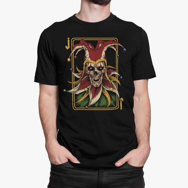 

evil joker mens t-shirt jester skull clown horror scary, White;black