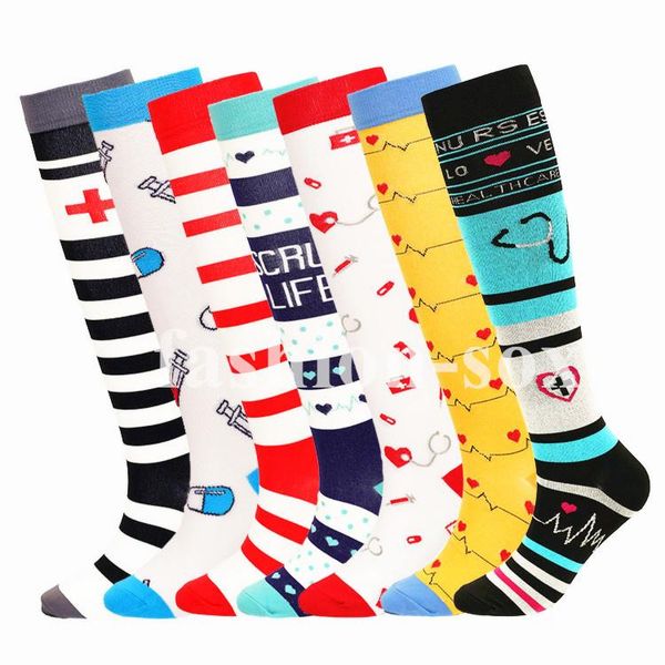 

men's socks compression knee high edema diabetes varicose veins women men running sports marathon, Black