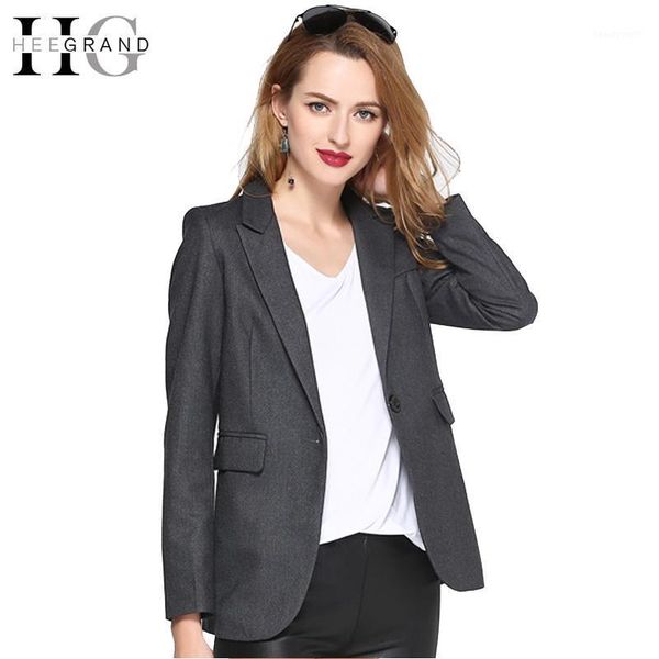 

women's suits & blazers hee grand 2021 fashion ol women blazer lapel outwears pockets spring autumn notched long sleeve jacket casual w, White;black