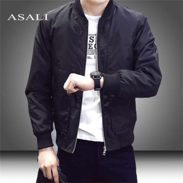 

slim fit solid mens bomber jacket spring autumn male baseball thin s brand casual coat men's windbreaker 210927, Black;brown
