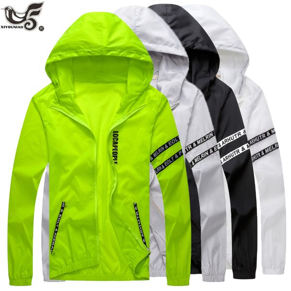 

men`s windbreaker summer sun protection et outwear sports cycling thin hooded coats men jaqueta masculina brand clothing, Black;brown