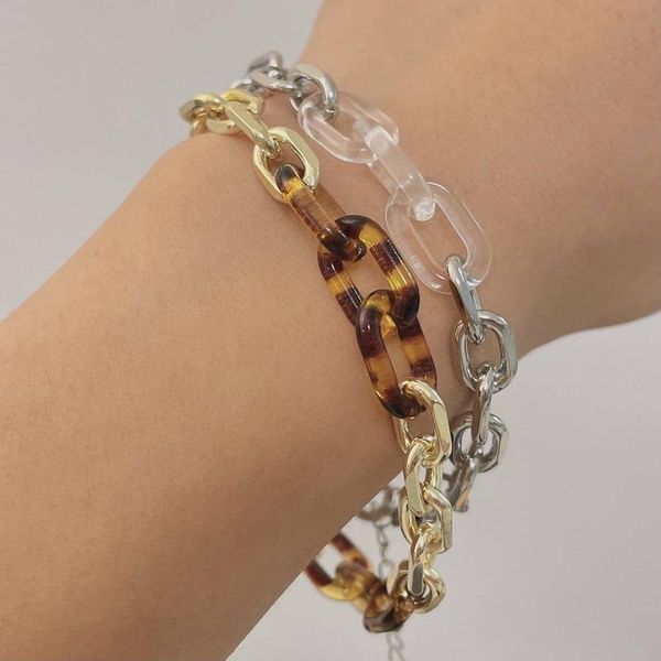 

charm bracelets niche design leopard print chain stitching bracelet ins fashion personality creative jewelry, Golden;silver