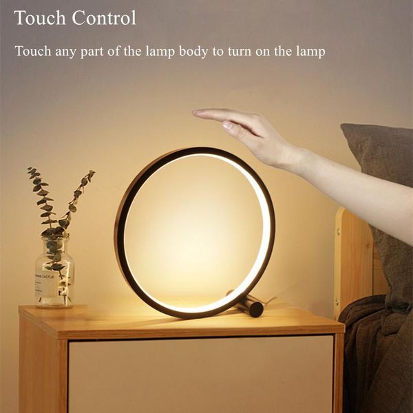 

book lights nordic led table lamp bedroom circular acrylic night light usb charging reading desk lamparas home bedside touch control