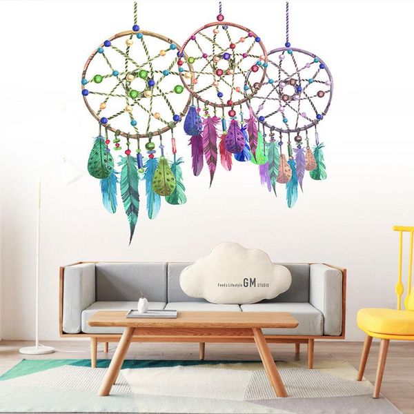 

wall stickers 1pcs 60*60cm dream catcher wind chime sticker mural living room bedroom children's decoration painting