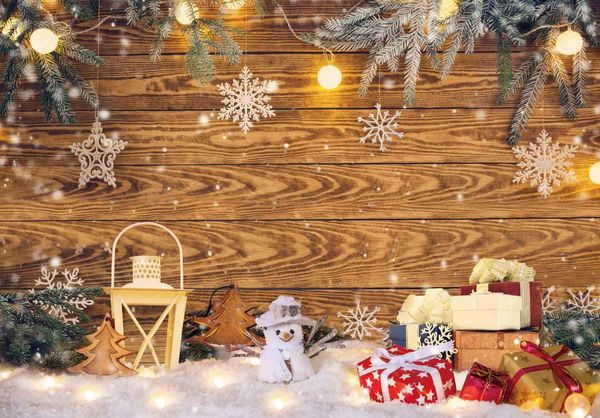 

christmas decorations giumsi 7x5ft polyester rustic wood backdrop gold glitter wall xmas wooden floor pine branches pogr