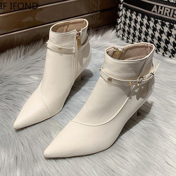 

boots if ifond 2021 spring pu leather pointed toe pumps heels fashion women party shoes size 34-39, Black