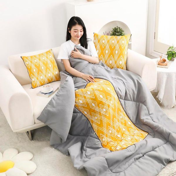 

cushion/decorative pillow printed portable foldable sofa cushion in the home or knee blanket car travel multi-functional quilt