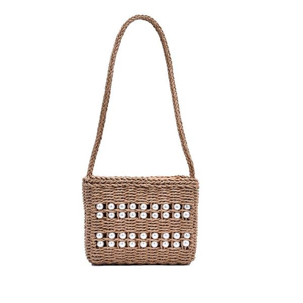 

evening bags pearl woven beach satchel 2021 spring and summer japan south korea fashion one-shoulder messenger small square bag