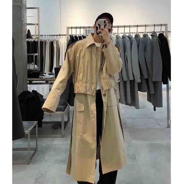 

coat two pieces of young korean long jacket 1uv5, Tan;black