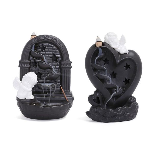 

fragrance lamps cupid heart led ceramic backflow incense burner home decor censer h3cc