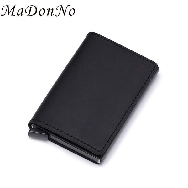 

card holders madonno genuine leather rfid credit id holder travel wallet secure metal me business bank cardholder pocket for, Brown;gray
