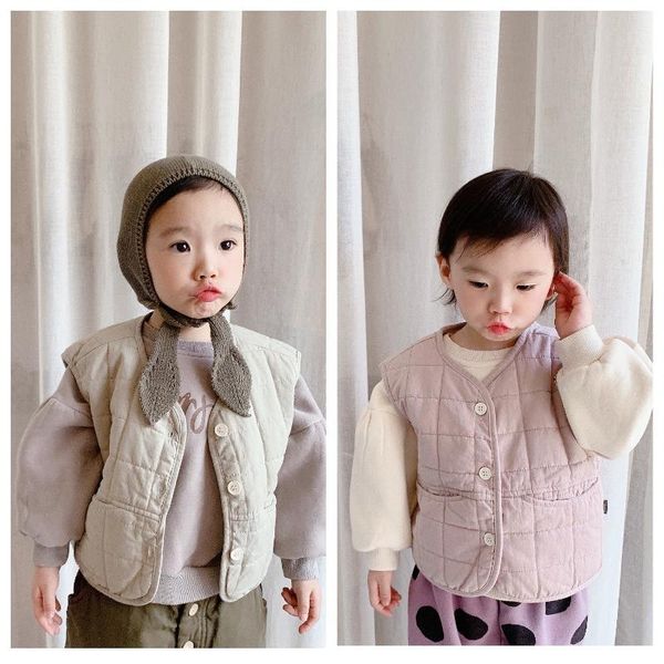 

children clothing for autumn and winter boys girls sleeveless cotton-padded vest toddler solid color waistcoats waistcoat, Camo