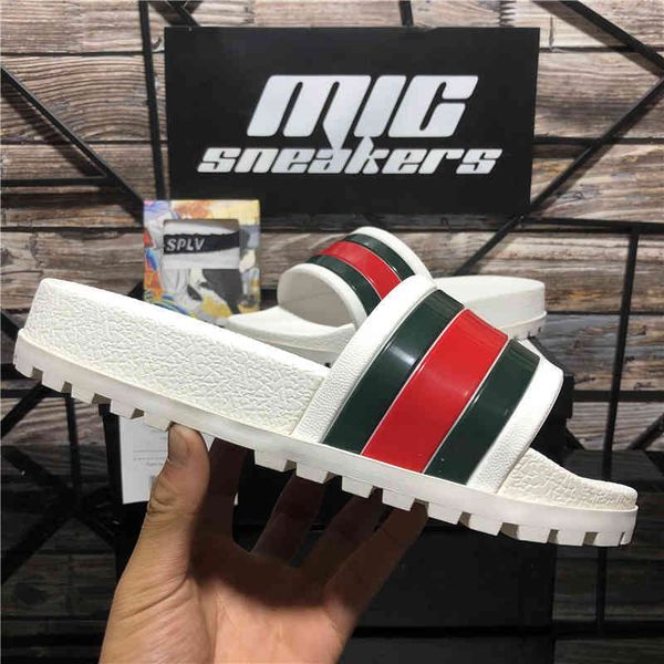 

men women rubber slipper designer sandals shoes slide summer beach outdoor cool slippers fashion wide ladys flat flip flops zlh, Black