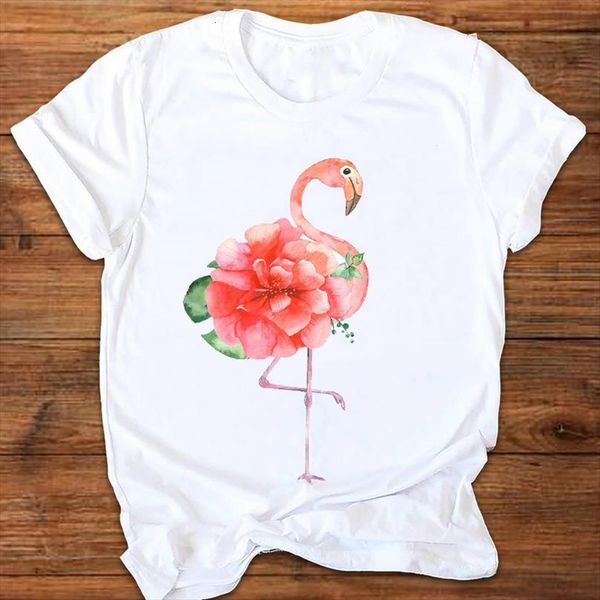 

men graphic flamingo flower mens printing cartoon 90s fashion style print clothes lady tees female t shirt, White;black
