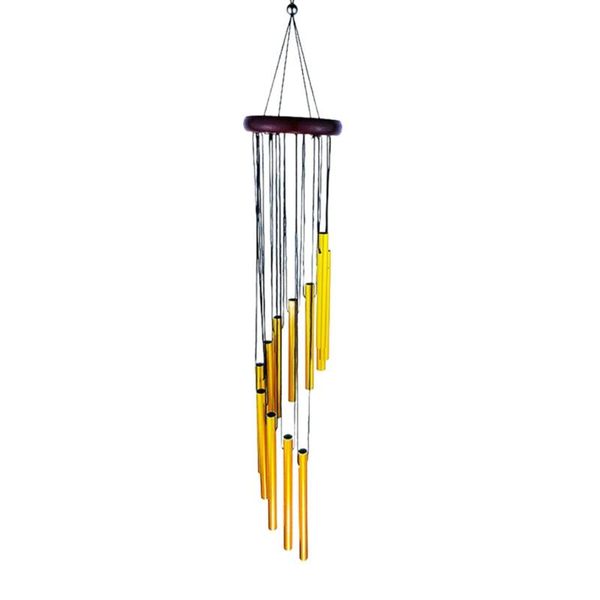 

decorative objects & figurines solid wood rotating metal wind chime with arc hanger hook and smooth incision round thick aluminum tube