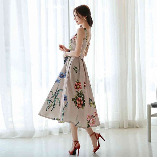 

female tape party summer with no elegant print dress, Black;gray