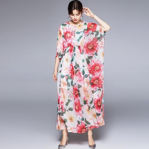 

casual dresses zuoman women summer elegant floral dress festa long wedding party robe femme vintage designer chiffon vestidos, Black;gray