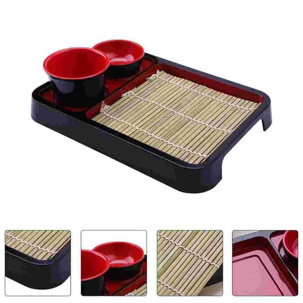 

bowls 1 set decorative cold noodle serving plate with bamboo pad storage container