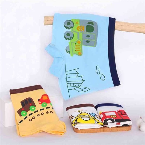 4 pz / lotto Ragazzi Biancheria Intima Cartoon Camion / auto Stampa Boxer Pantaloncini Cotone Bella Mutandine Dinosauro per Bambino Ragazzo Abbigliamento per bambini 4-12Y 210622