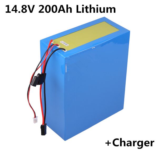 14.8V 200Ah Bateria de lítio Li íon com BMS para Solar Street Light Storage Backup Outdoor Power Fonte Home ESS + Carregador