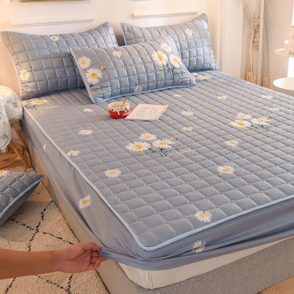 

sheets & sets thicken quilted mattress cover king queen bed fitted sheet anti-bacteria er air-permeable pad