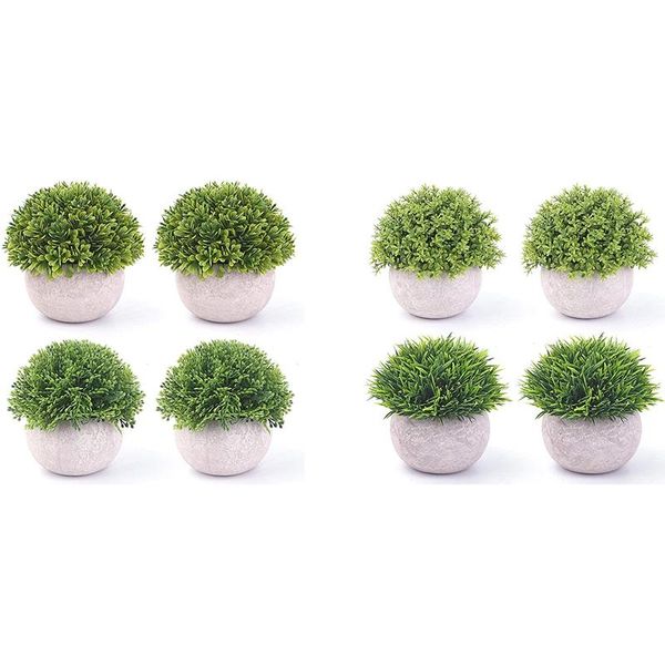 

decorative flowers & wreaths 4 pcs potted plastic artificial green plants, fake ary shrubs plant, small faux greenery, for bathroom home