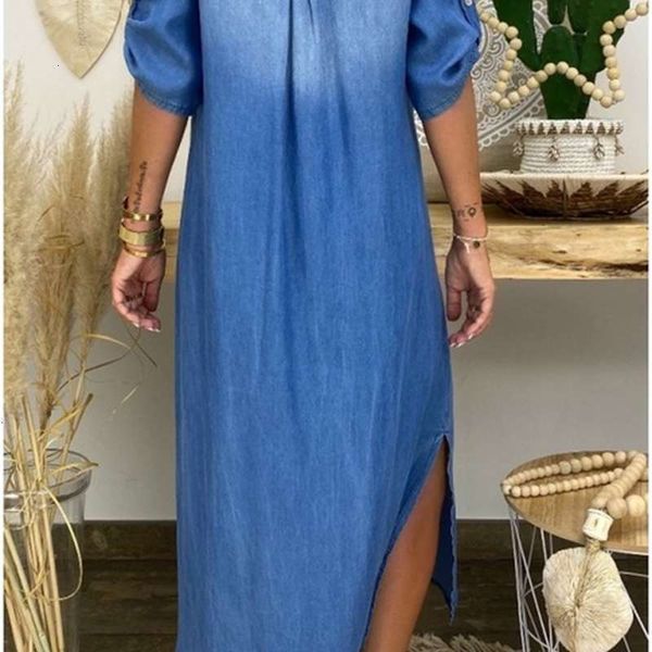 

large casual dresses women's size washed denim dress, Black;gray
