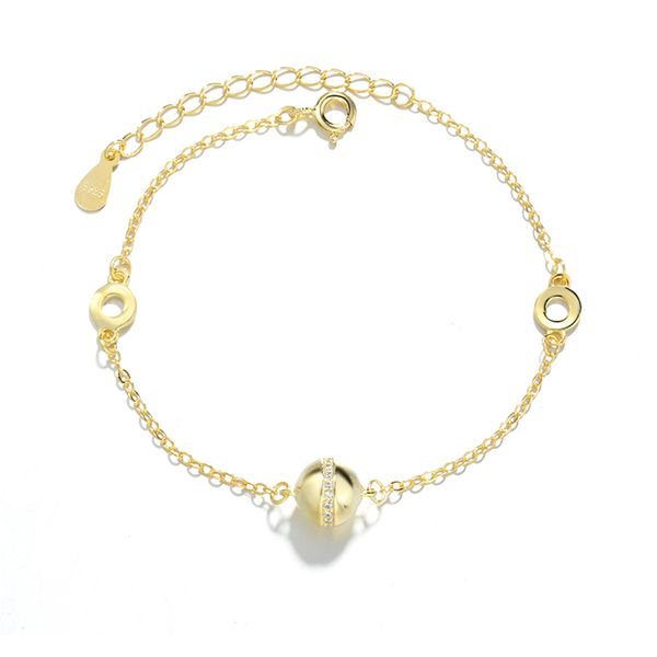 

new 15+4cm chain pure silver bracelet by gold plated pretty jewelry girl gifts real 925 jewellery, Golden;silver
