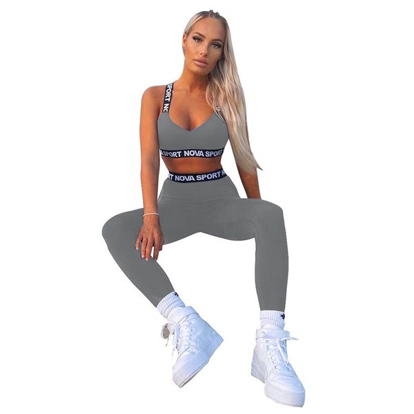 

two piece dress european and american fashion casual woman shirt women's positioning printed letters sleeveless trousers two-piece set, White