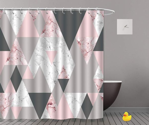 

polyester fabric floral shower curtain set with hooks seamless geometric pattern with and gray marble decorative bath curtain