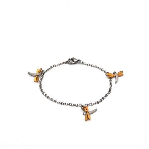 

link, chain stainless steel silver bracelets dragonfly simpte for women br0411177, Black