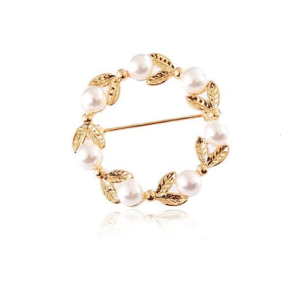 

new small leaf pearl brooch exquisite pearl flower jewelry ball brooch, Gray