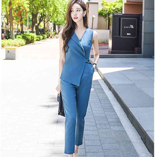 

womens sleeveless jumpsuits female high waist pencil trousers summer office ol clothes 210520, Black;white