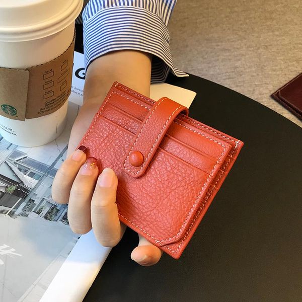 

card holders doranmi cow leather holder women money bag 2021 designed short id pouch female wallet sb909, Brown;gray