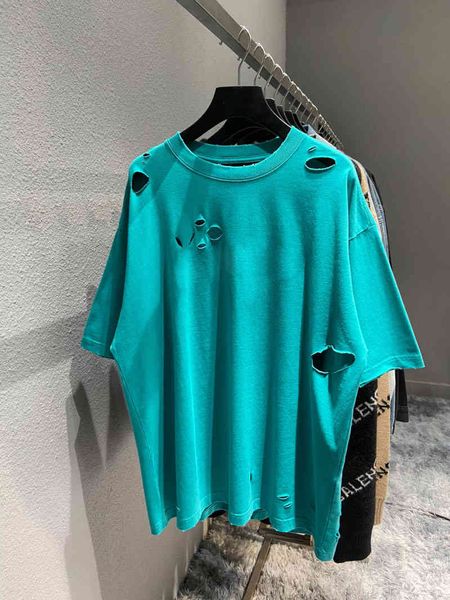 

women's t-shirt summer arrive runway designer t-shirts hole men women t-shirt fashion oversized short sleeve tees mnta, White