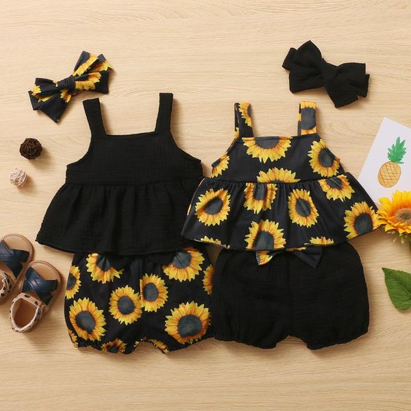 

clothing sets 3pcs born baby girls summer clothes cute beach boho strap ruffle romper floral shorts toddler outfit, White