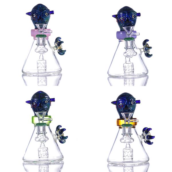 Hookah Quatro cores Fantasma Face Bongs Olho dos plataformas de óleo de anjo Cool Vidro de água tubulação de água Bong Dab equipamento para venda 14mm articulação